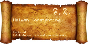 Heiman Konstantina névjegykártya